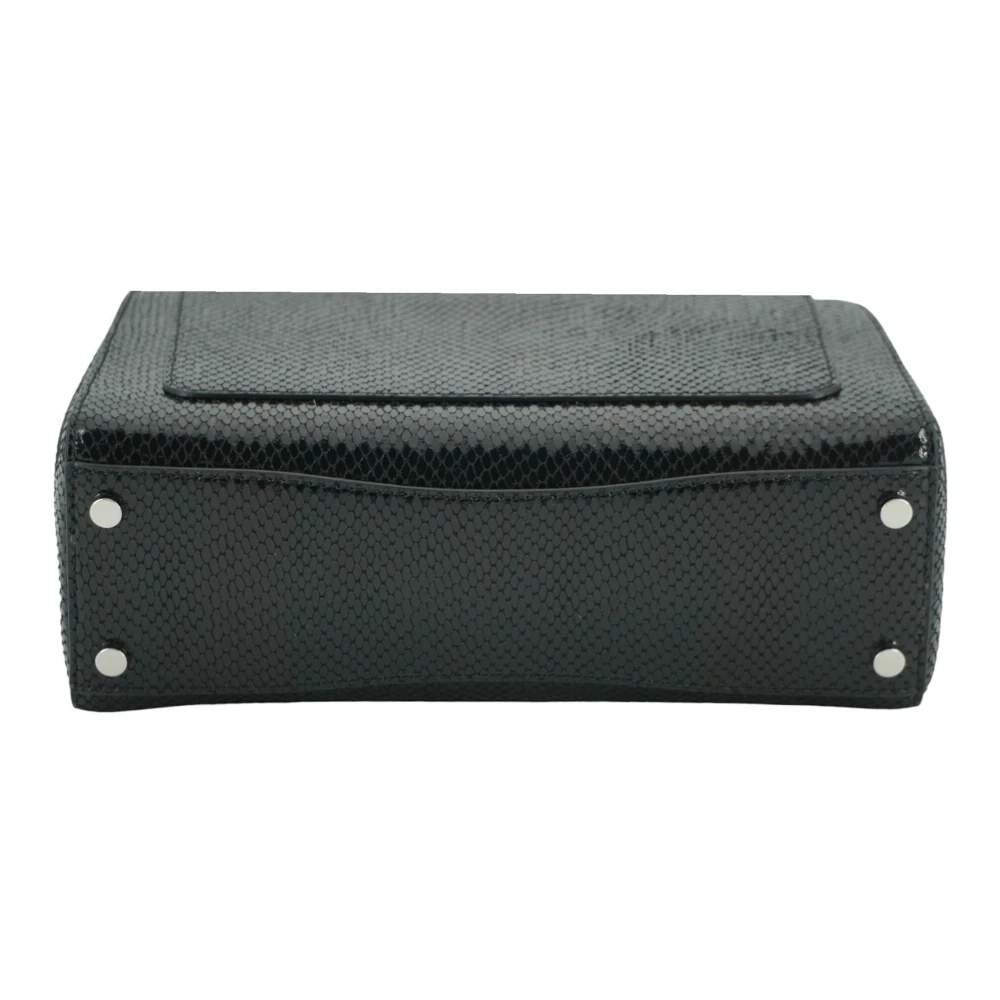 Jimmy Choo Zwarte leren top handvat schoudertas Black Dames
