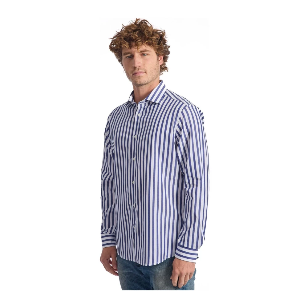 Baldinini Tijdloos Gestreept Overhemd Elegante Stijl Blue Heren
