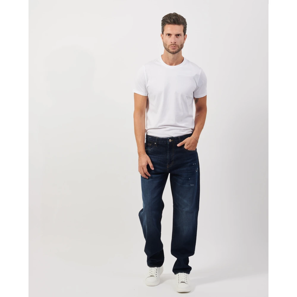 Armani Exchange Blue Denim Jeans met Donkere Wasbeurt Blue Heren