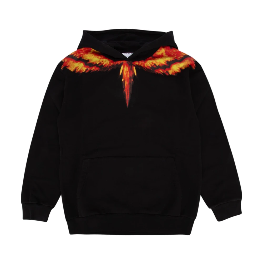 Marcelo Burlon Färgglada Vingar Hoodie Svart Röd Black, Unisex