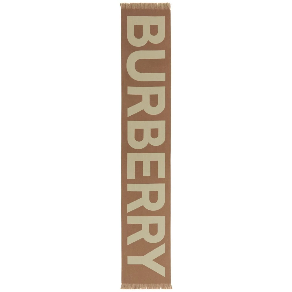 Burberry Bruin Wol Logo Sjaal Brown Heren