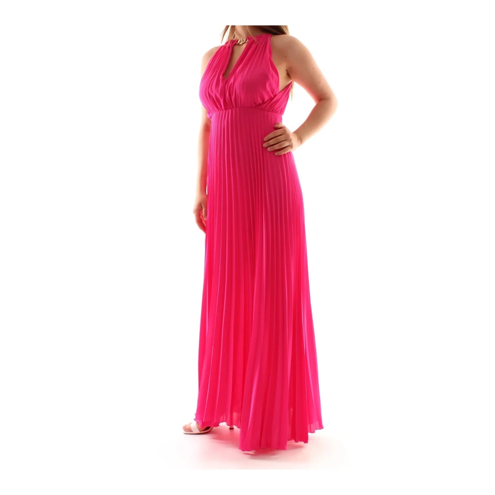 Liu Jo Crêpe Effect Geplooide Rok met Kettingdetail Pink Dames