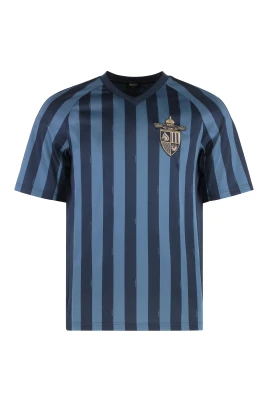 Randigt motiv polyester t-shirt
