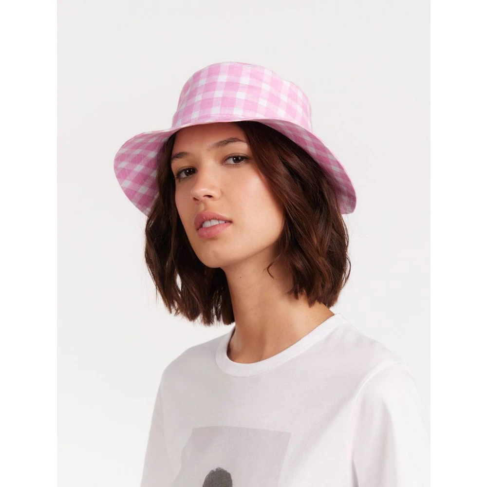 Ines De La Fressange Paris Roze Vichy Linnen Bob Hoed Multicolor Dames