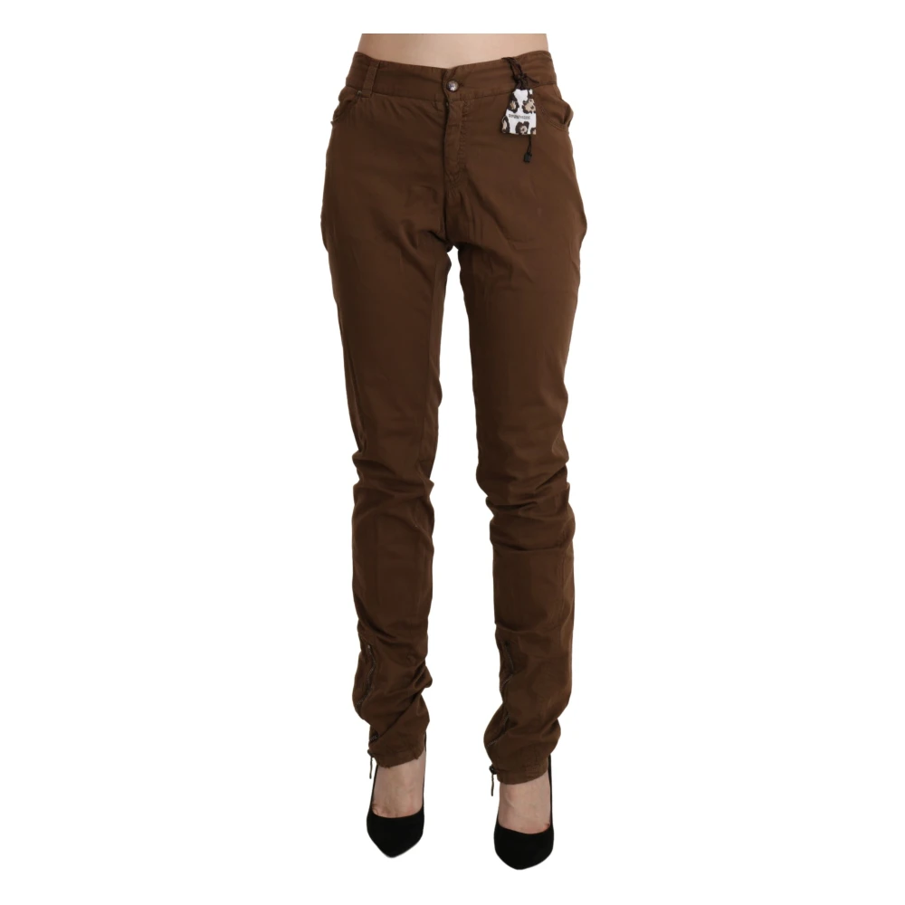 Ermanno Scervino Brown High Waist Skinny Trouser Cotton Pants - IT44|L - Image 2