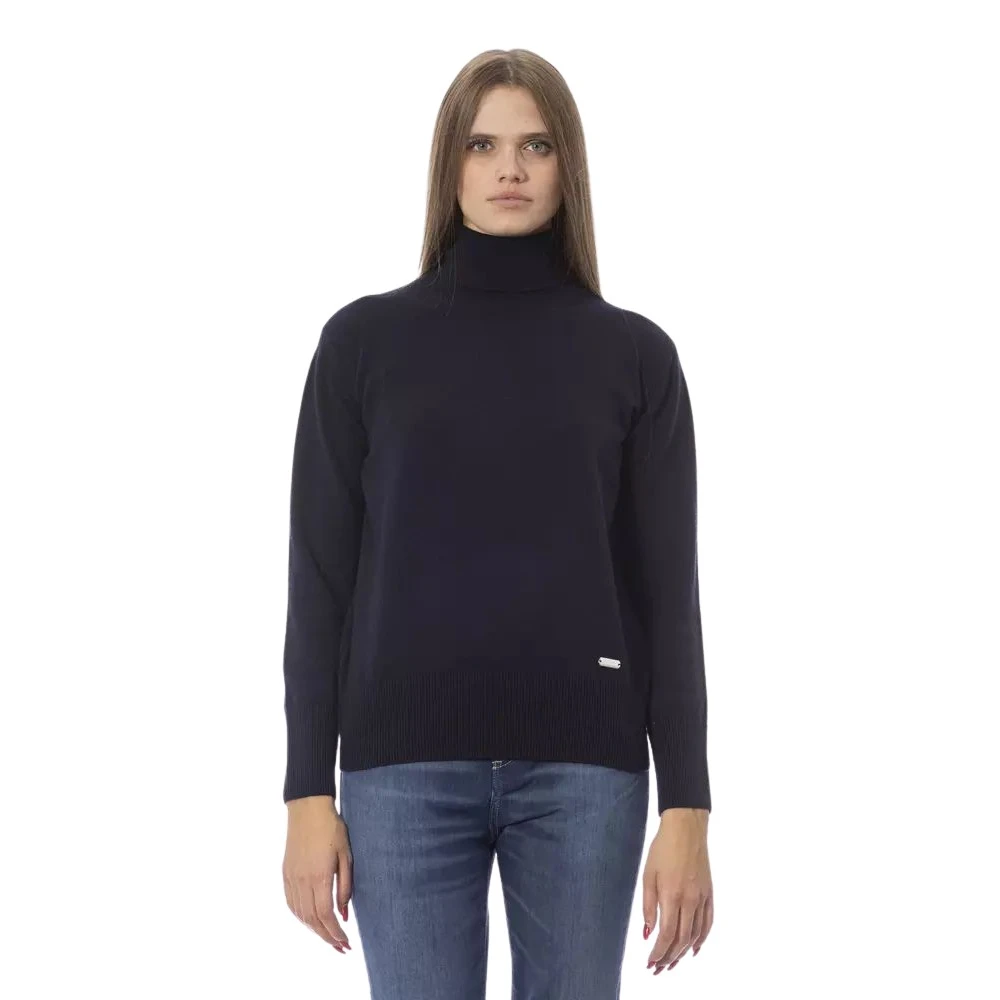 Baldinini Blauwe Coltrui Trui Elegante Stijl Blue Dames