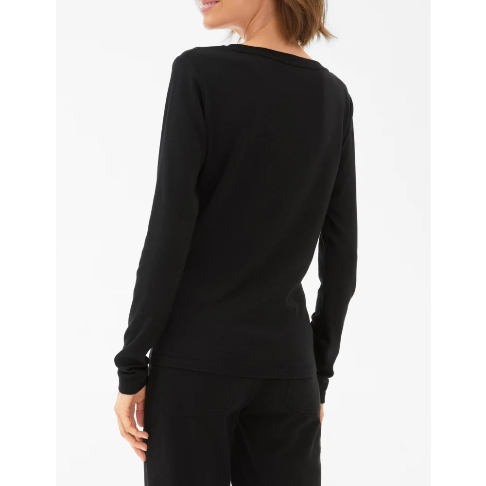 Juvia Lange Mouw Modal Katoen T-shirt Zwart Black Dames
