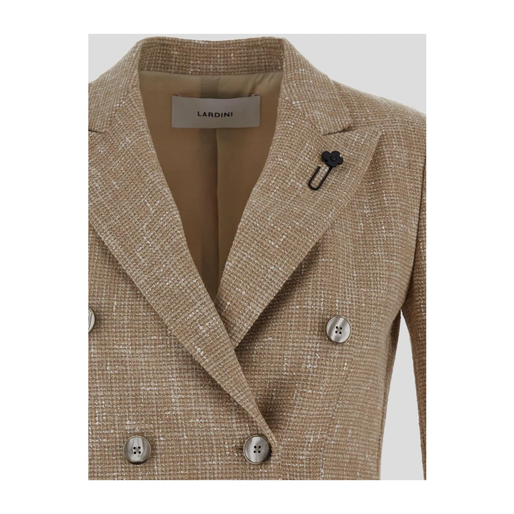 Lardini Dubbelrijige wollen en nylon jas Beige Dames