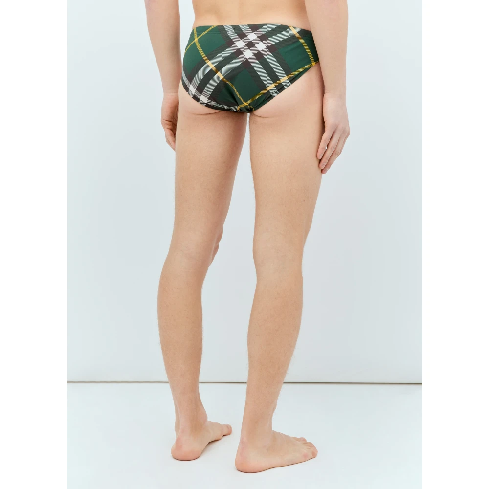 Burberry Check Swim Briefs Green Heren