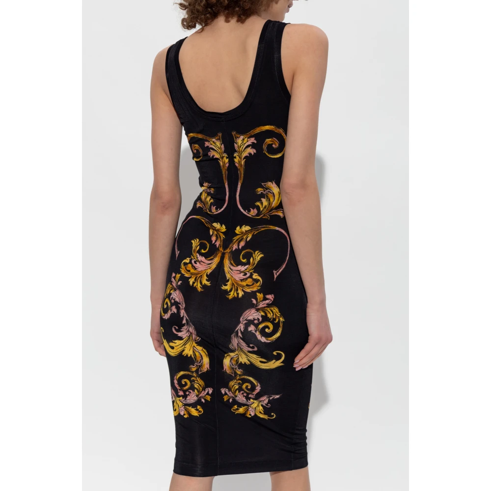 Versace Jeans Couture Jurk met Outline Barocco print Black Dames