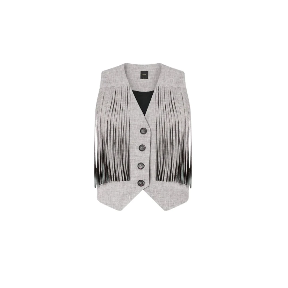 Pinko Vrouw Grijs Jassen Dames, M, Katoen, Boretto Lino Cotton Flamed Vest Ss 26