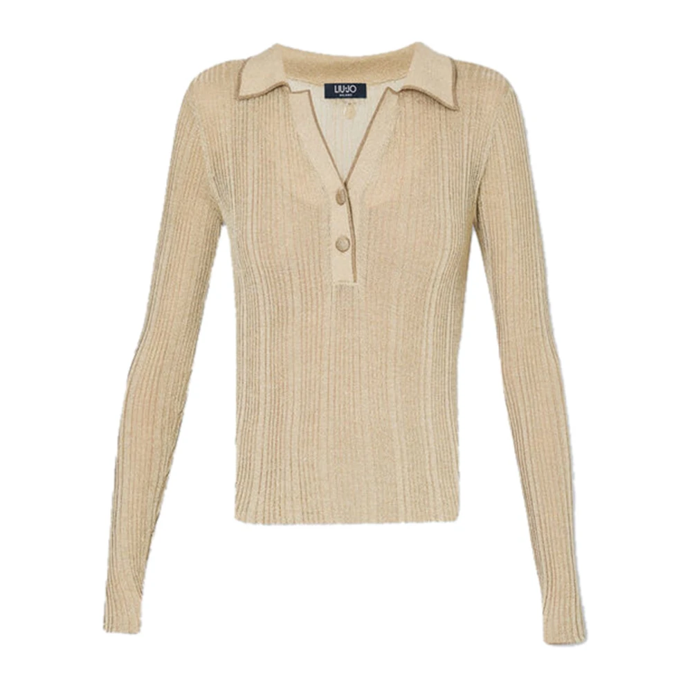 Liu Jo Metallic Textuur Dames Trui Beige Dames