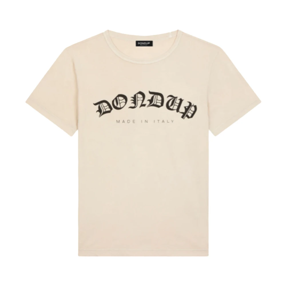 Dondup Beige T-Shirt Med Rund Hals Och Normal Passform