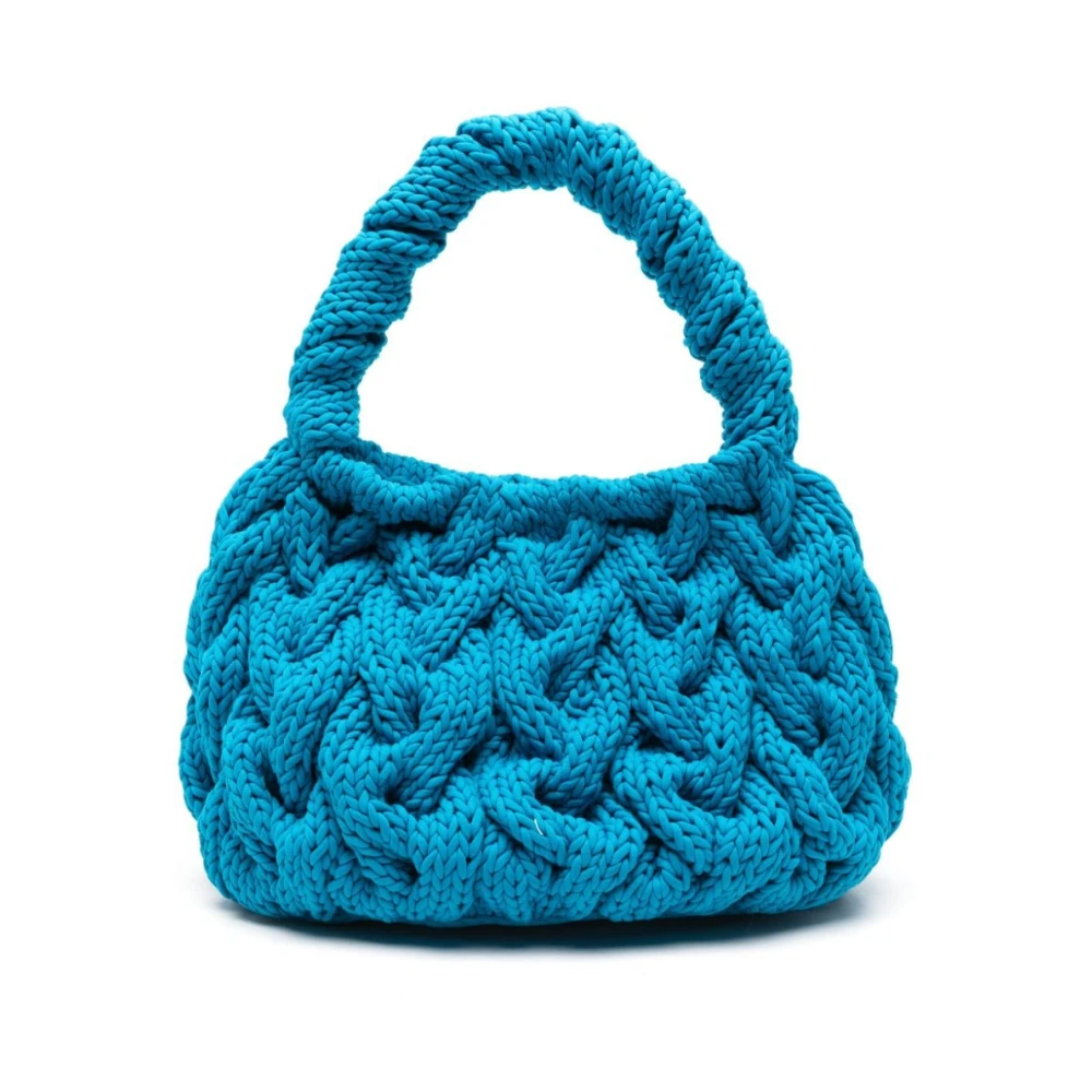 JW Anderson Cable Knit Tote Bag Blue Dames