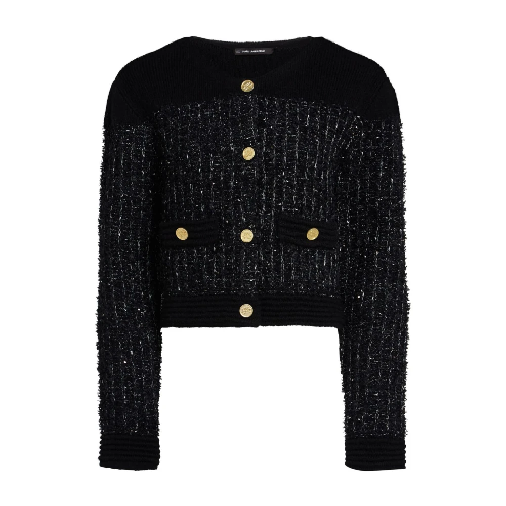 Karl Lagerfeld Cardigan Boucle Zwart MET Gouden Knopen Black Dames