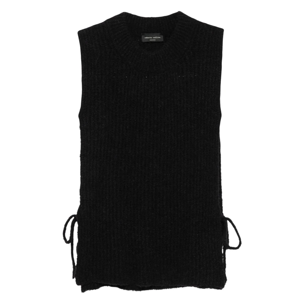Roberto Collina Zwarte Bouclé Vest Elegant Luxe Black Dames