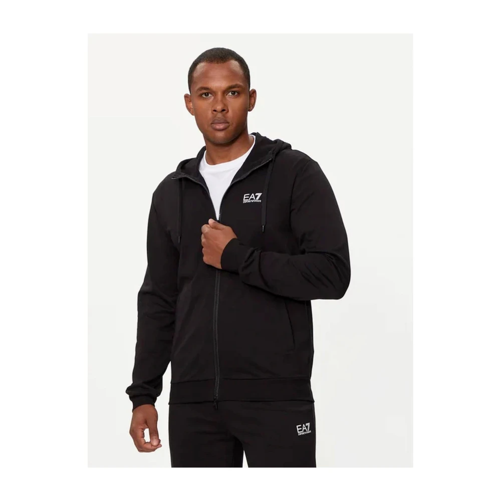 Emporio Armani EA7 Zwart hoodie set met joggers Black Heren