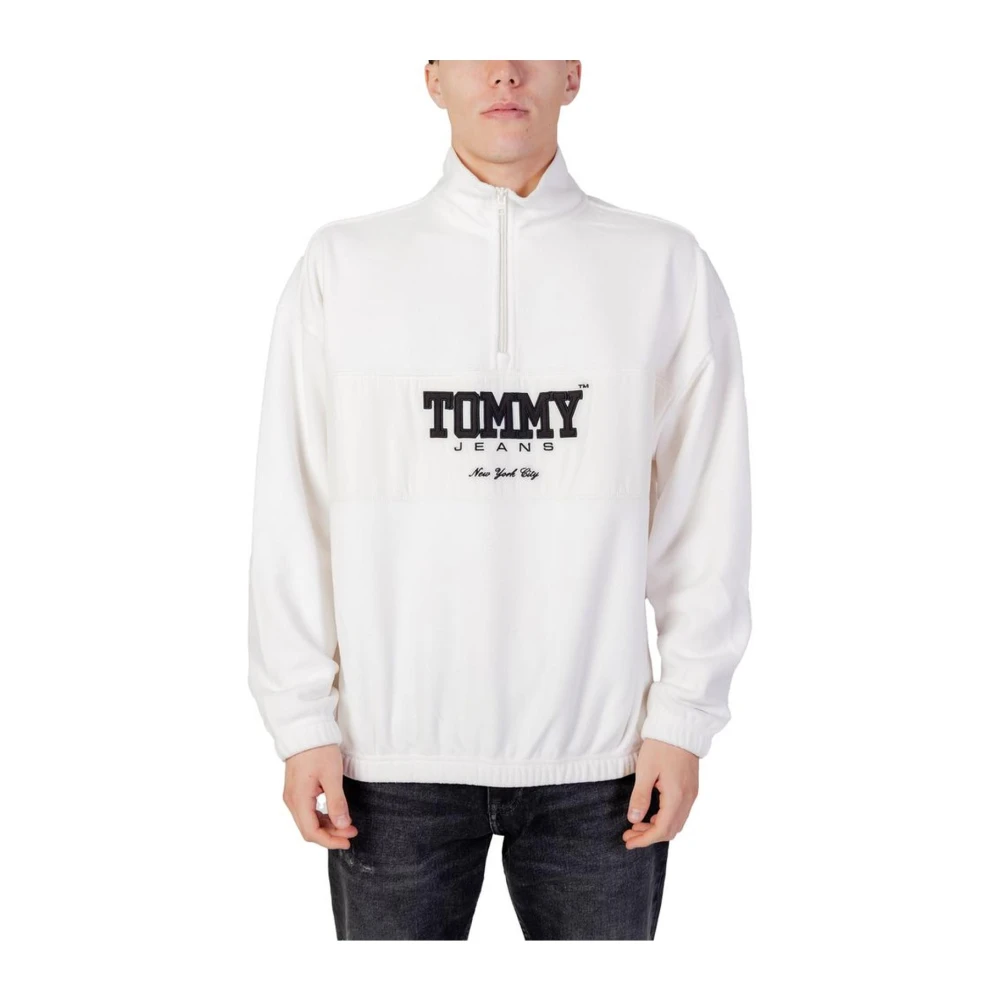 Tommy Jeans Polyester Hoodless Sweatshirt Collection White Heren