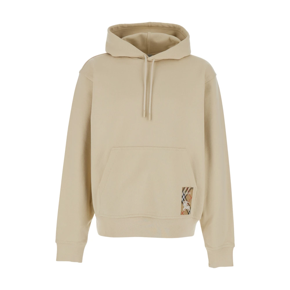 Burberry Beige Logo Hoodie Bomullströja Beige, Herr