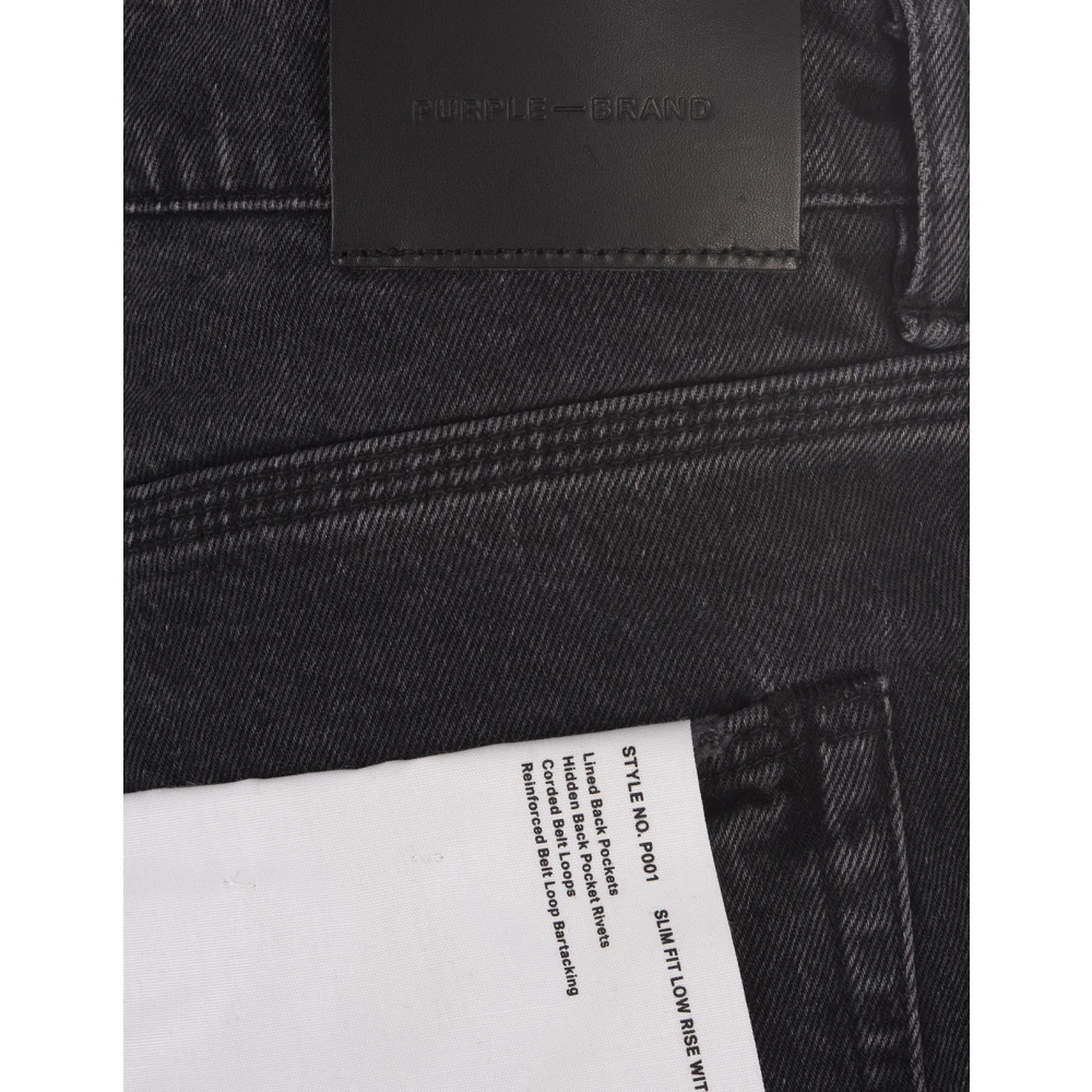 Purple Brand Zwarte Skinny Jeans met Unieke Details Black Heren