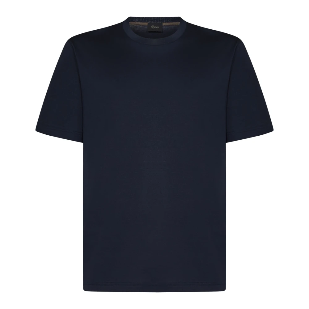 Brioni Blauw Crewneck Katoenen T-shirt Blue Heren