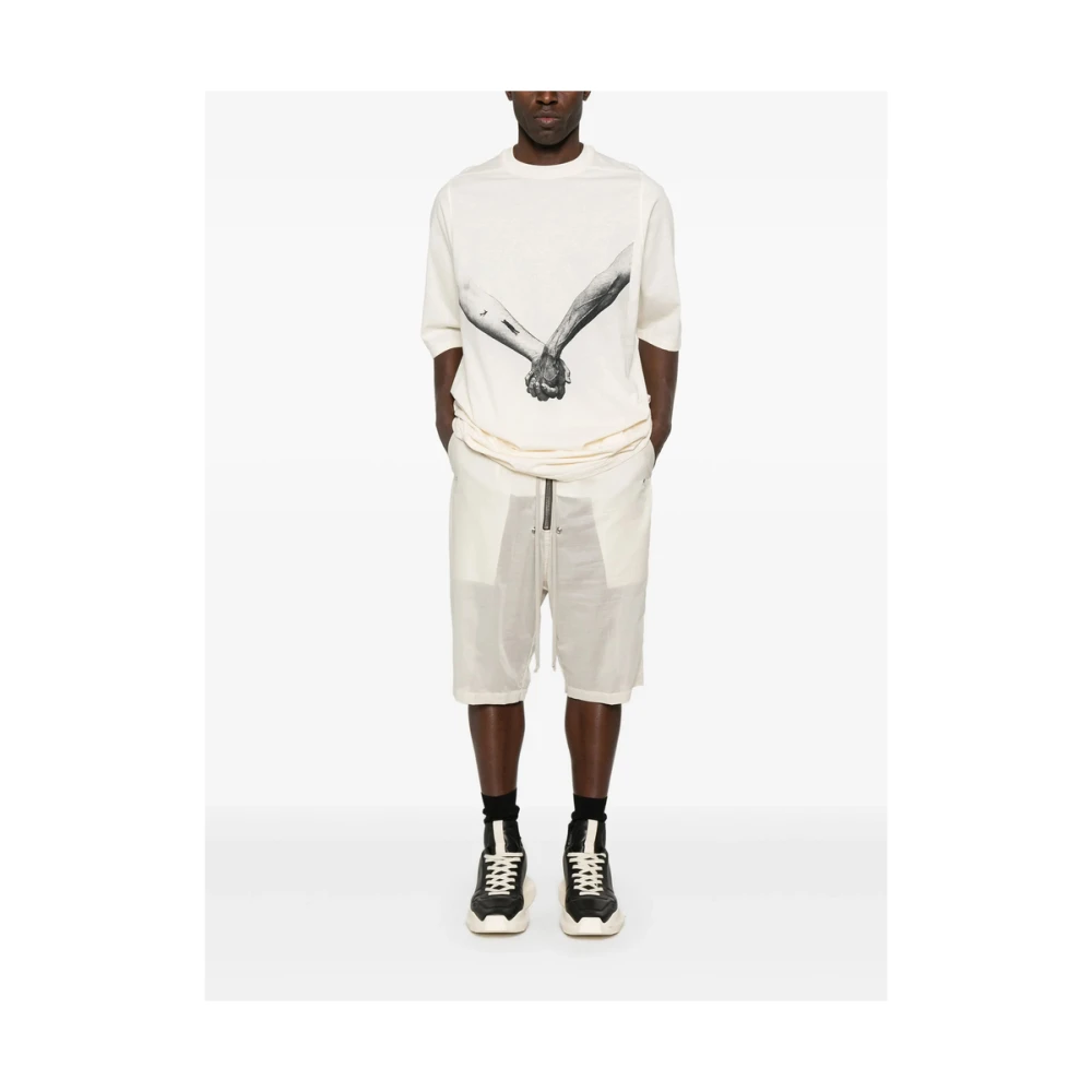 Rick Owens Beige Grafische Print Crew Neck T-shirt Beige Heren