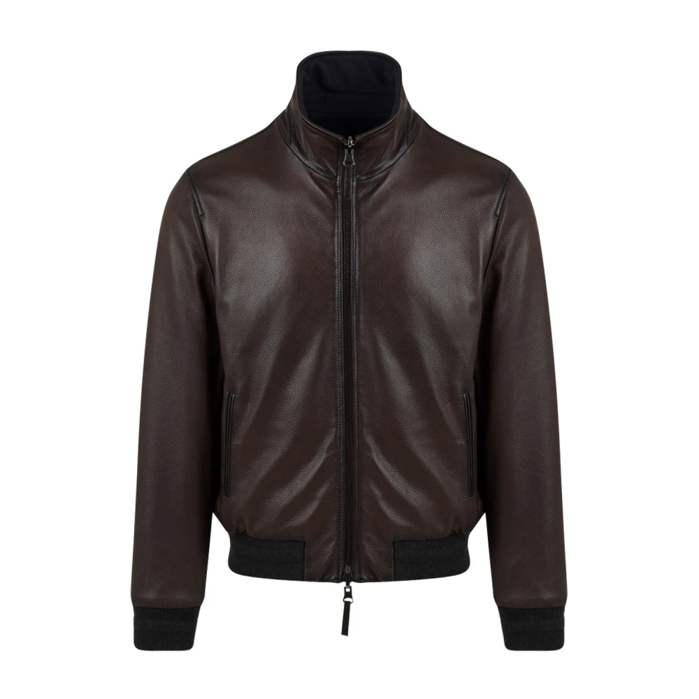 The Jack Leathers Omkeerbare Leren Jassen met Ritssluiting aan de Voorkant Brown Heren