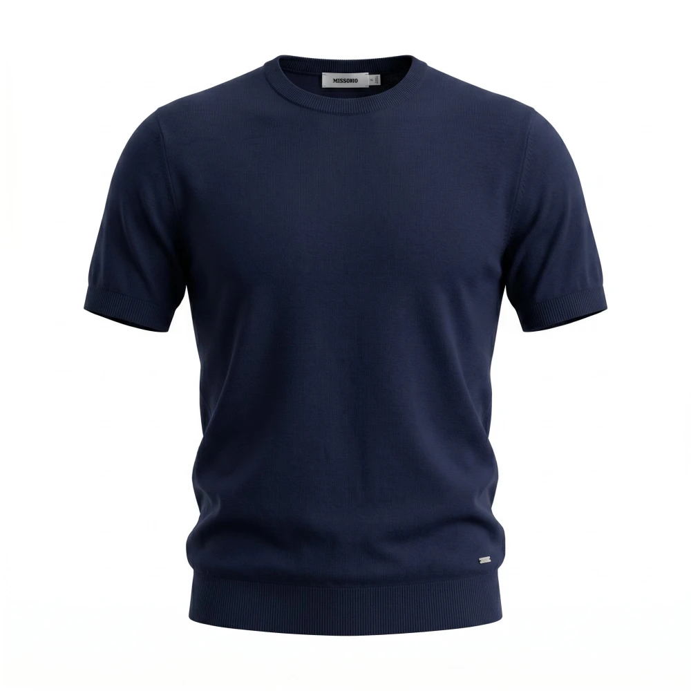 Hèskimo Blue T-Shirts, Male, M, Girocollo Manica Corta Finezza 18 Tensilk