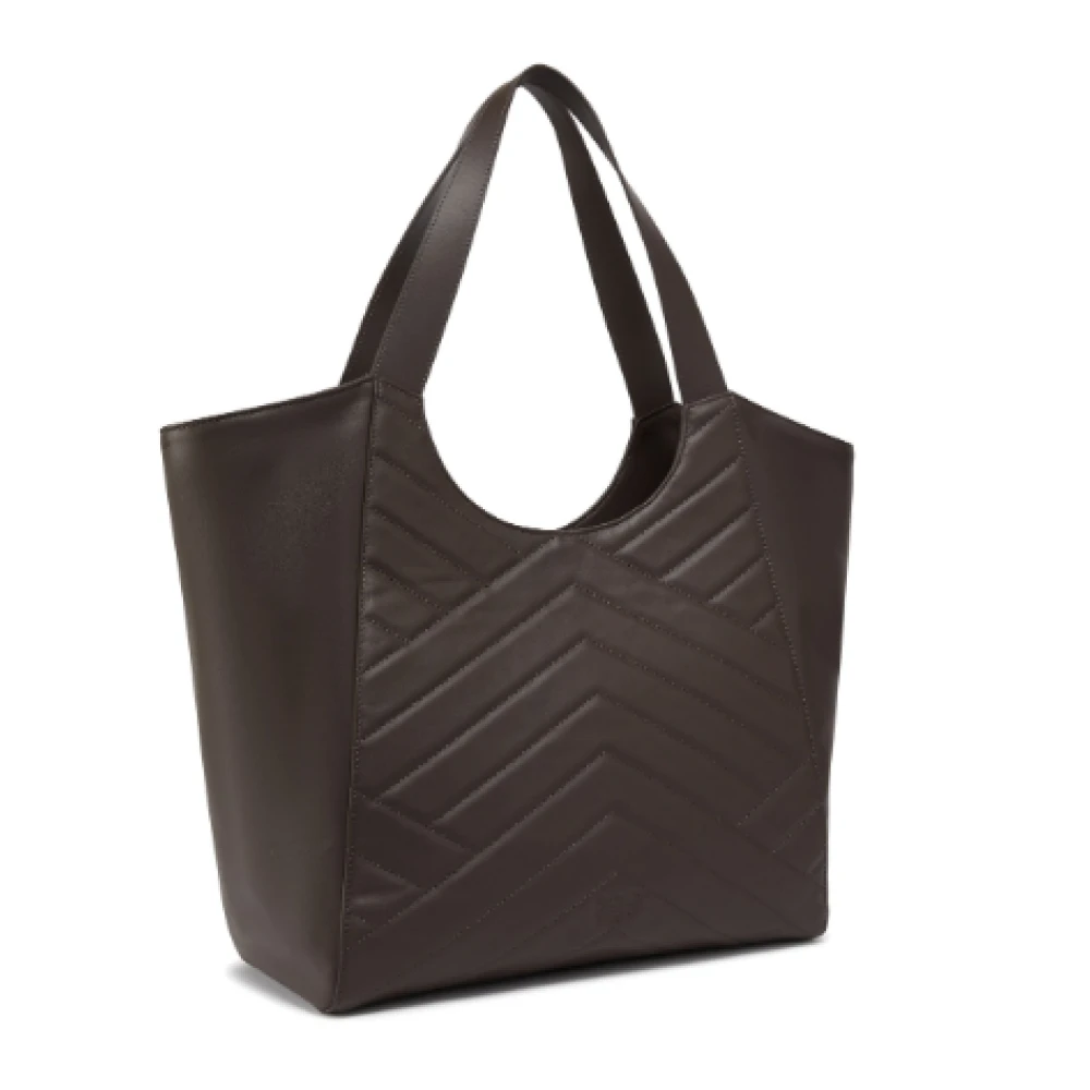 pinko Chevron Gewatteerde Leren Tote Tas Brown Dames