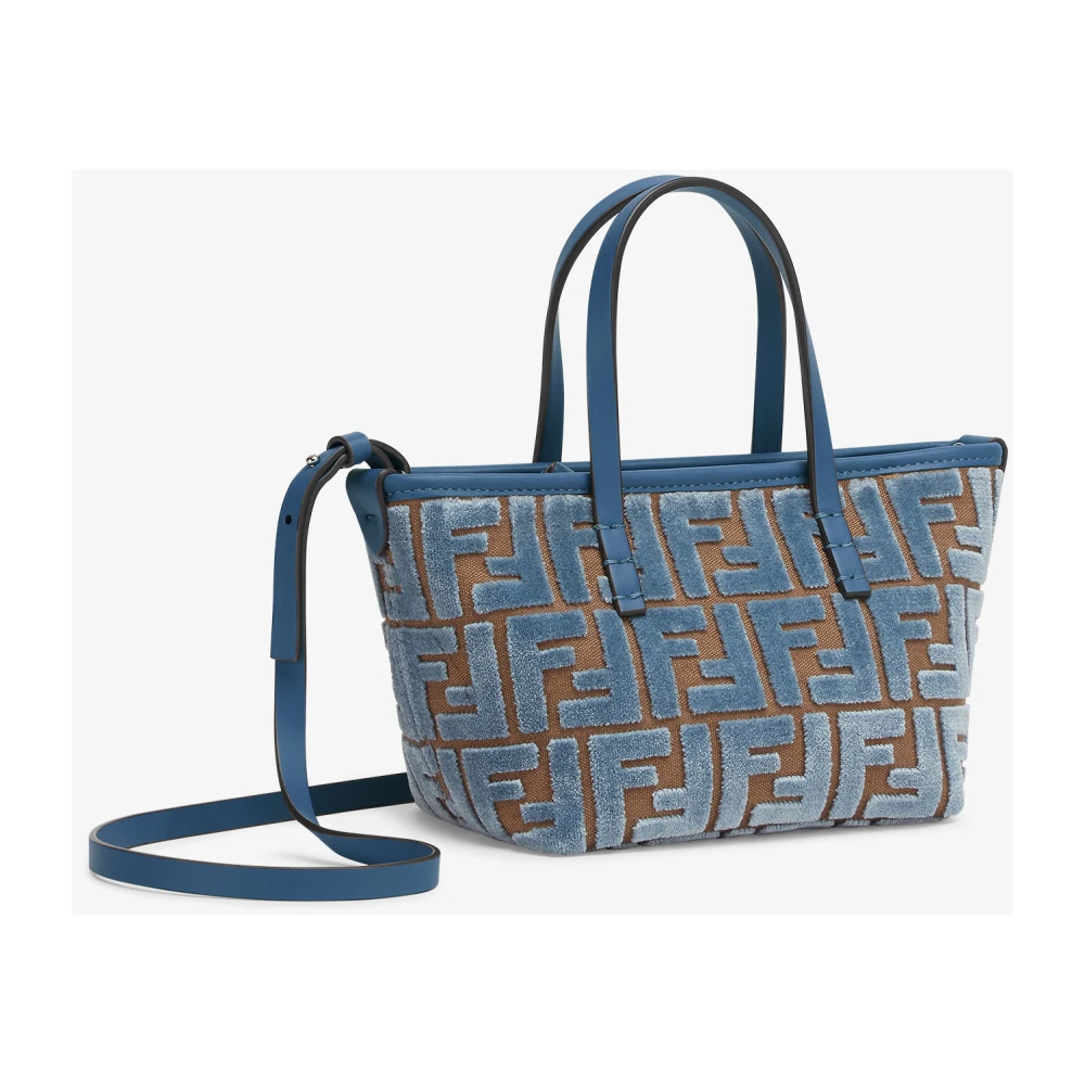 Fendi Heldere Blauwe Jacquard Velvet Tas Blue Dames