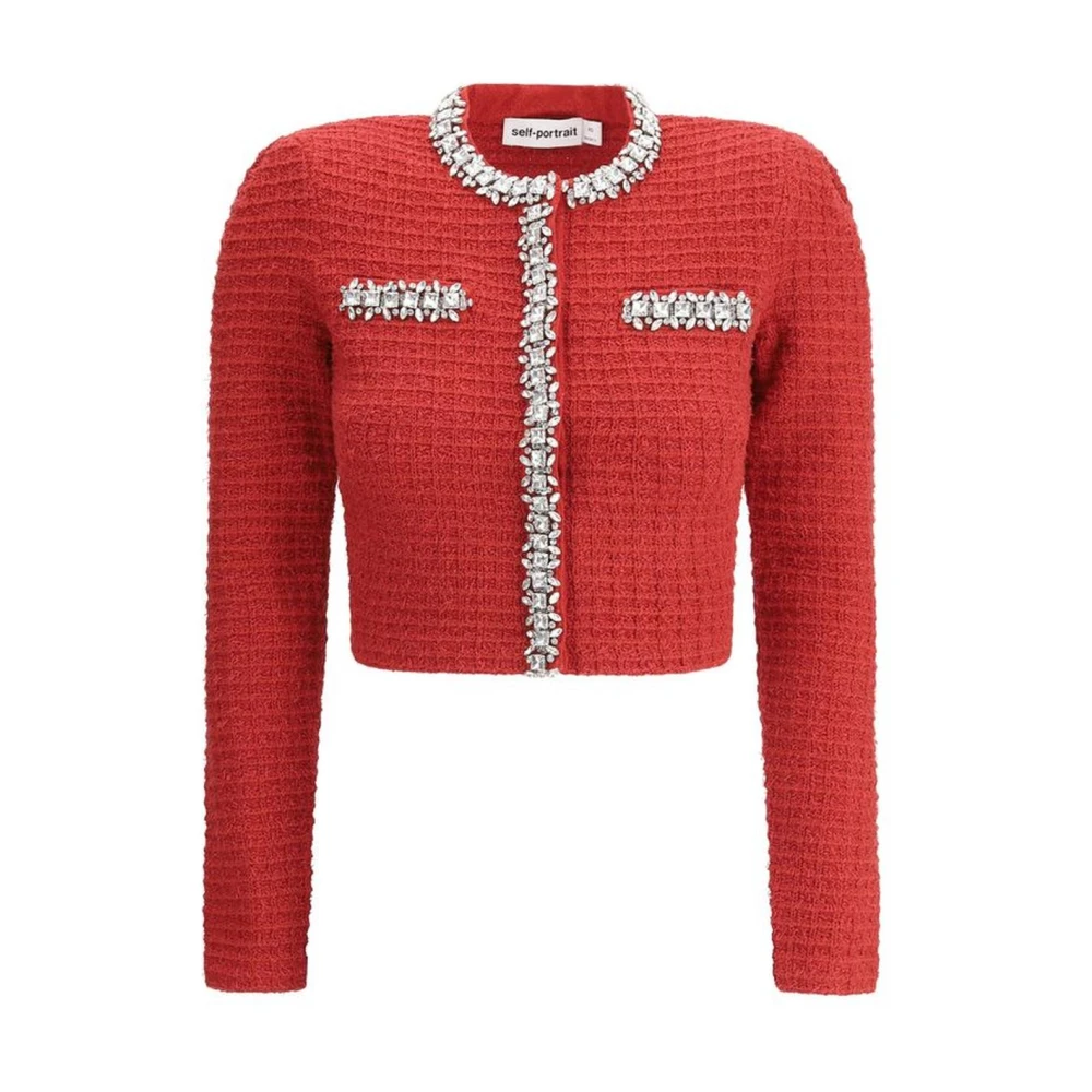 Self Portrait Elegante Gebreide Jas met Juwelen Red Dames