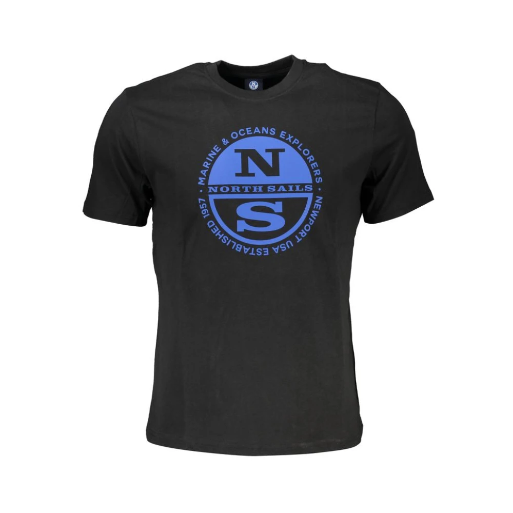 North Sails Zwart Katoen Print Logo T-Shirt Black Heren