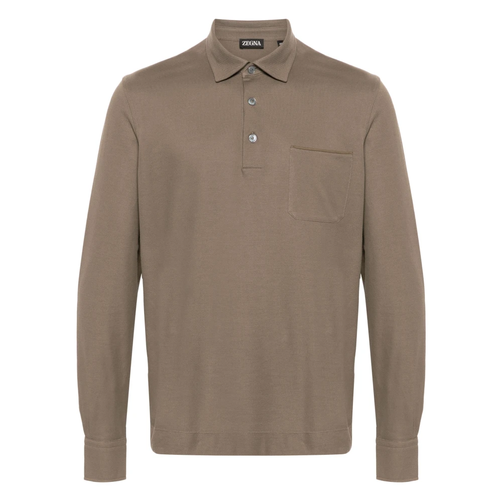 Ermenegildo Zegna Klassieke Katoenen Poloshirt Brown Heren