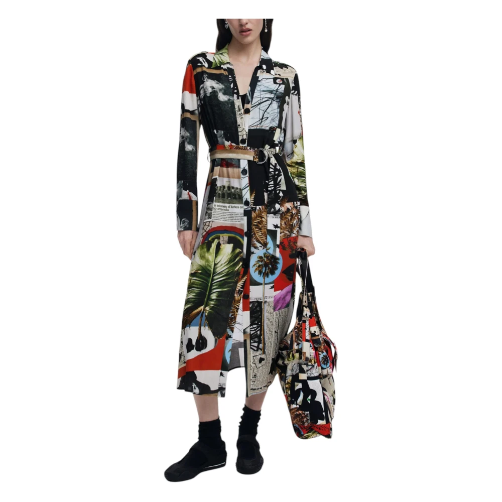 Desigual Gedrukte knoopjurk Lente Zomer Collectie Multicolor Dames