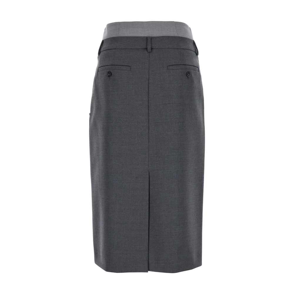 SPORTMAX Alceste Grijze Wol Midi Rok Gray Dames