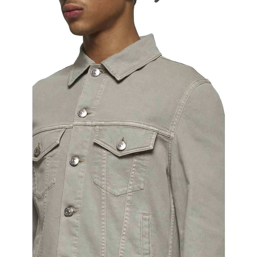 BRUNELLO CUCINELLI Groene Denim Shirt met Zakken Gray Heren