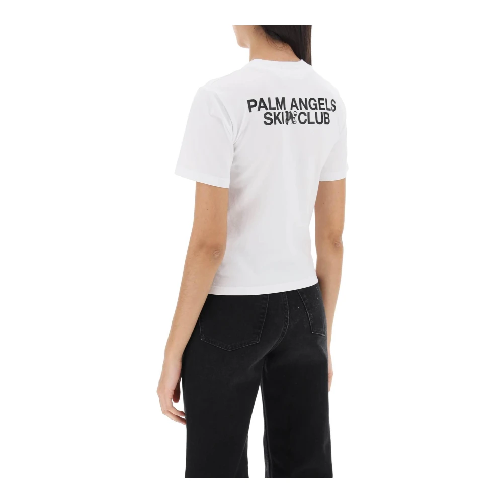Palm Angels Ski Club T-Shirt met Monogram Patch White Dames