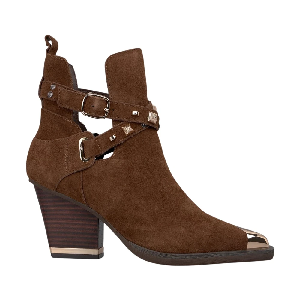 Alma En Pena Women's Brown Studded And Buckle Bootie
