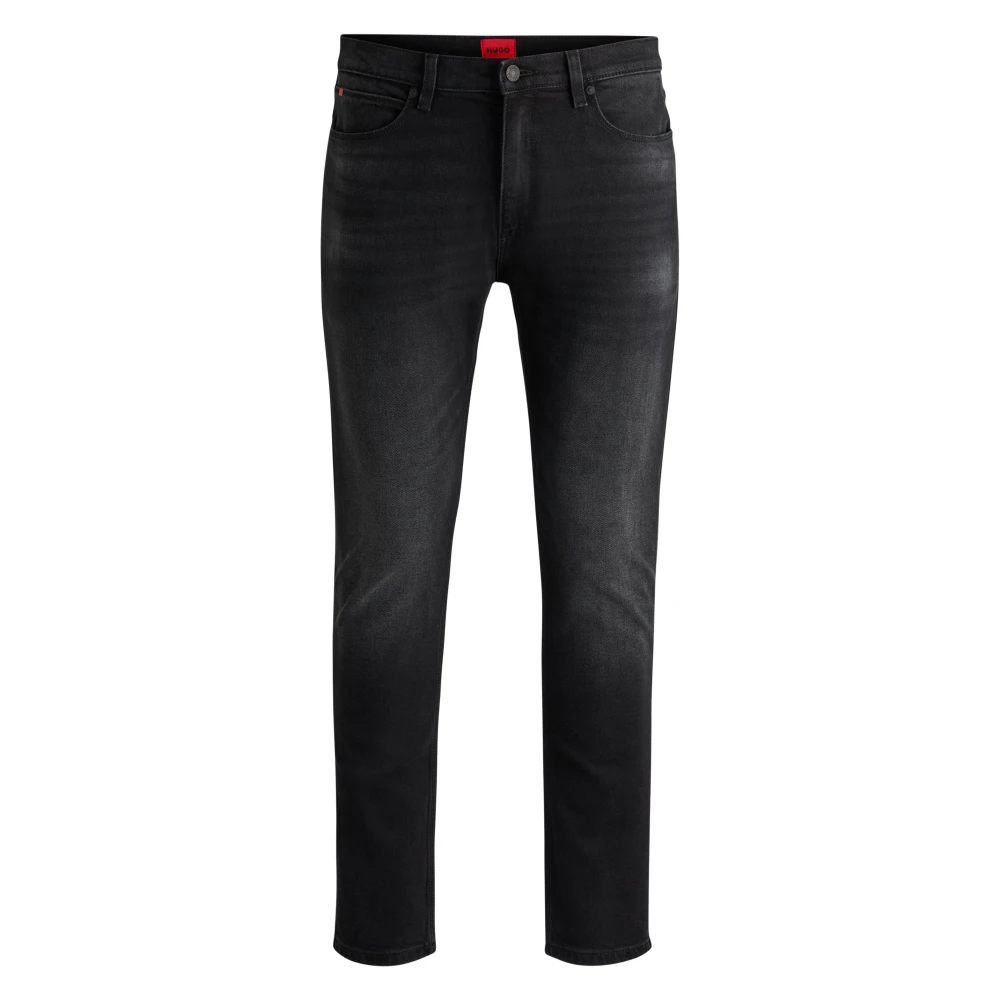 Hugo Boss Zwarte Tapered Jeans met knoopsluiting Black Heren