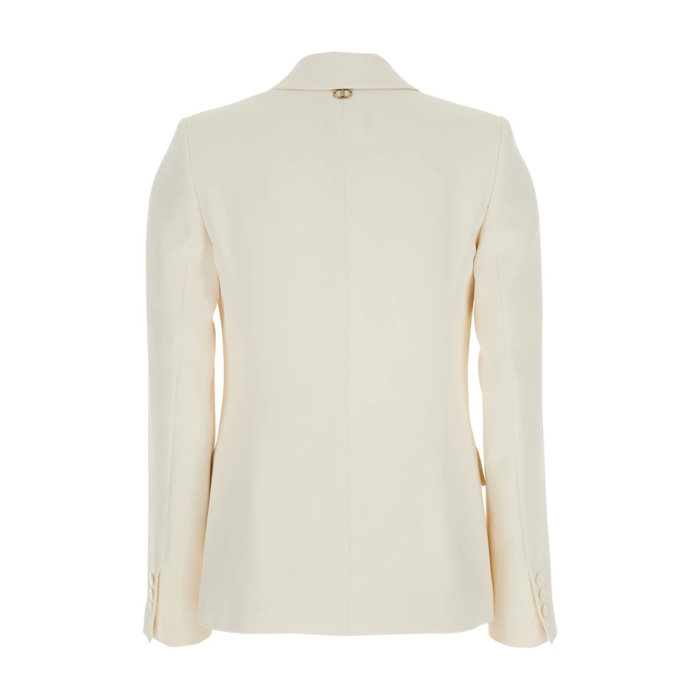 Twinset Beige Enkelrijige Jas met Inkeping Revers Beige Dames