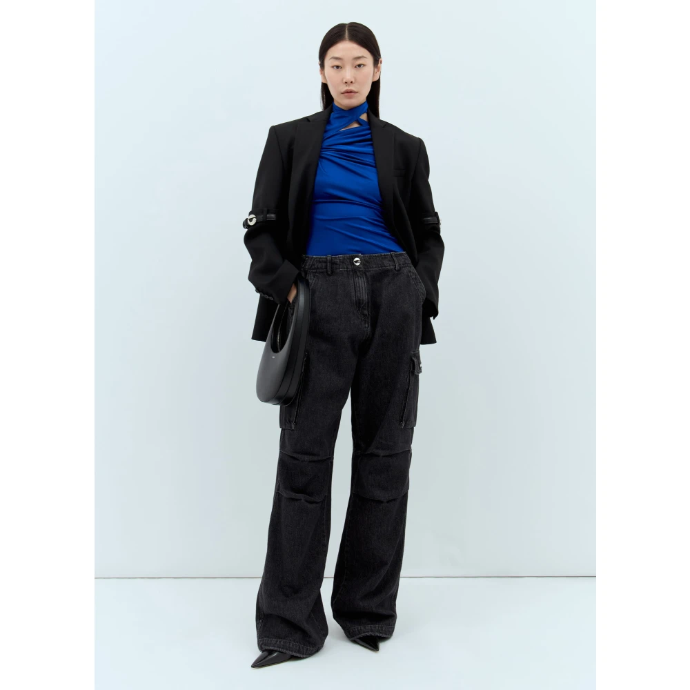 Coperni Draped Jersey Top Blue Dames