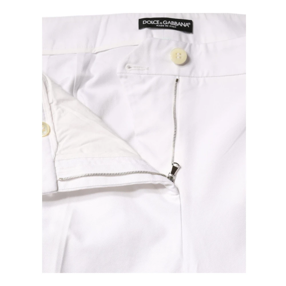 Dolce & Gabbana Witte katoenen taps toelopende broek met logo White Dames