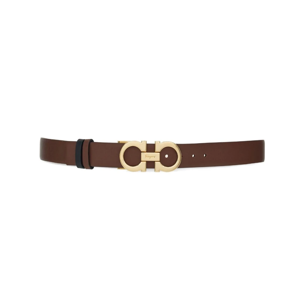 Salvatore Ferragamo Bruine Leren Riemen voor Mannen Brown Dames