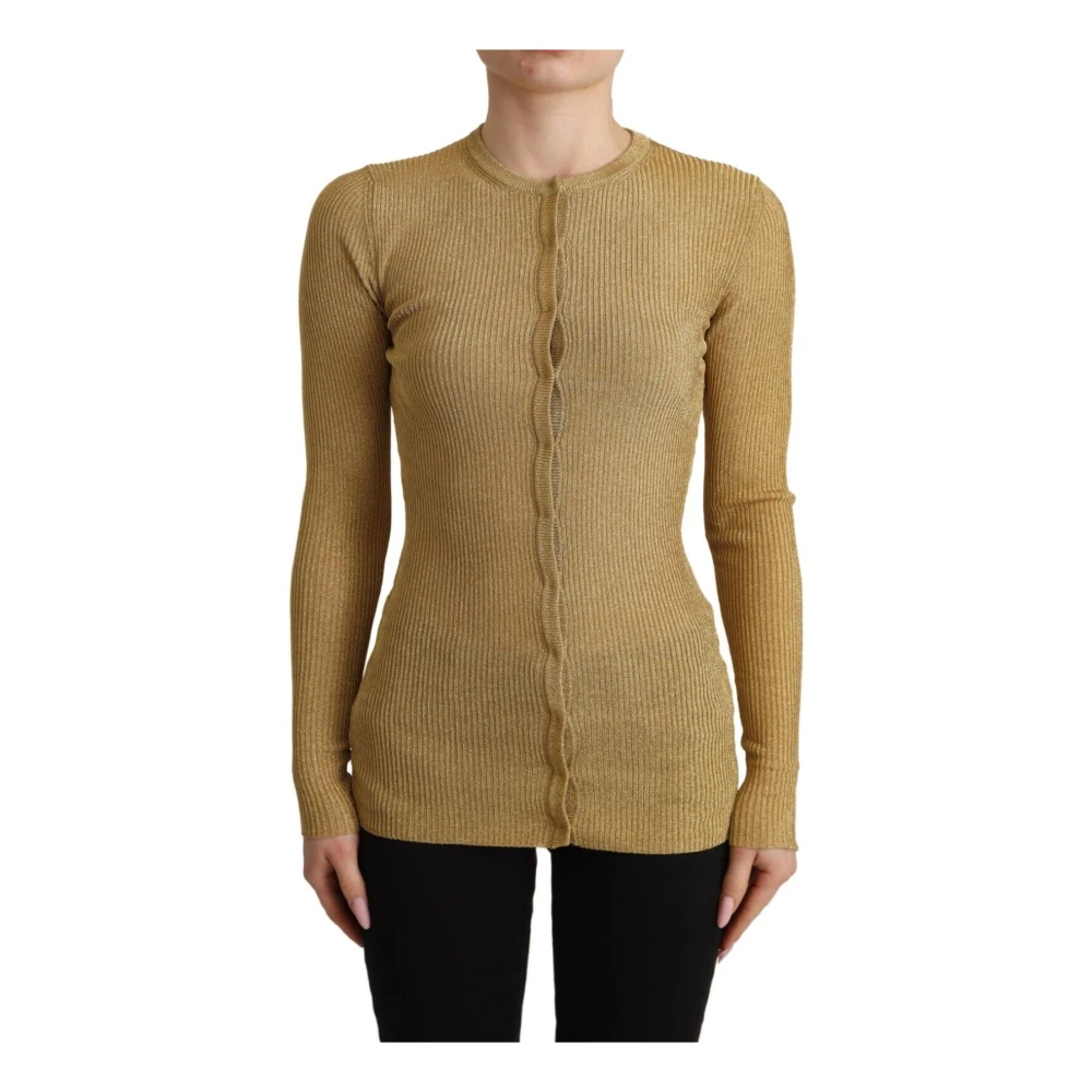 Dolce & Gabbana Women's Yellow Luxury Gold Viscose Blend Cardigan Jumper - Cardigans - 2XS - Knitwear