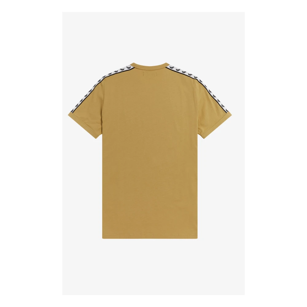 Fred Perry Ringer T-shirt geïnspireerd door de jaren 90 met Laurel Crown Tape Beige Heren
