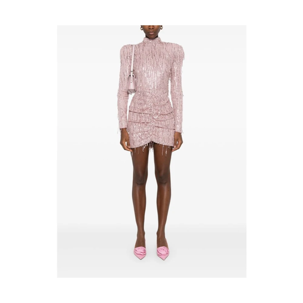 Rotate Birger Christensen Sequin Fringe Jurk Pink Dames