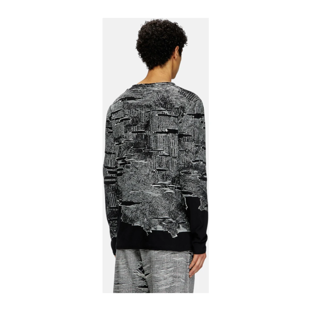 Diesel Lange Mouw Jacquard T-shirt Black Heren
