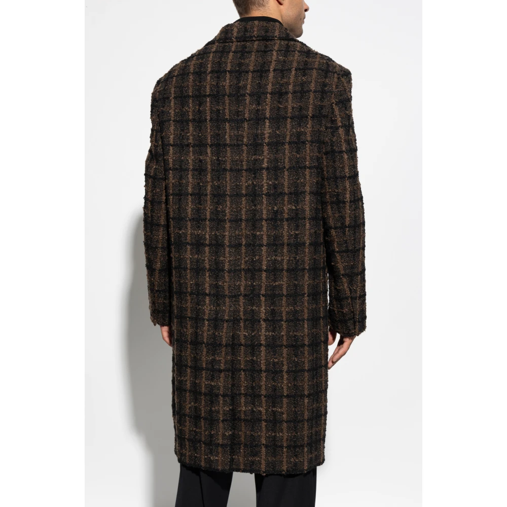 Versace Geruite Jas Brown Heren