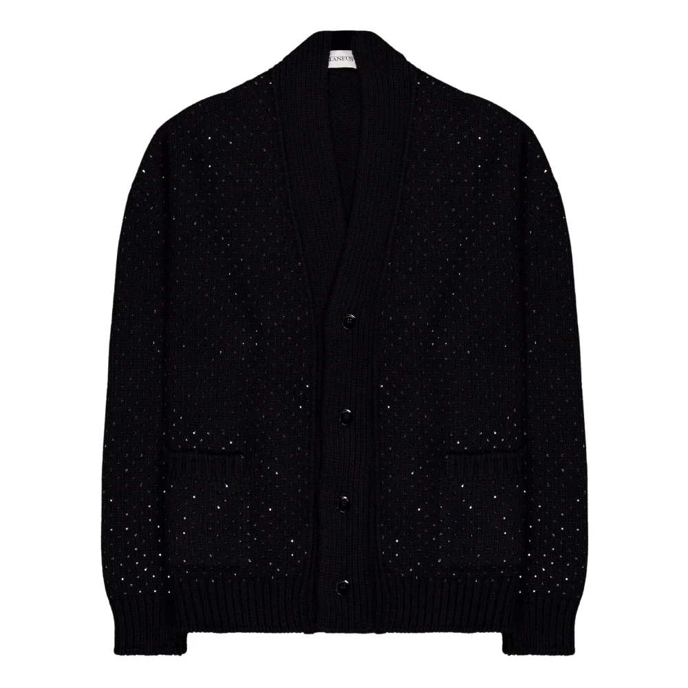 Laneus Kristall Hotfix Cardigan med Fickor Black, Herr