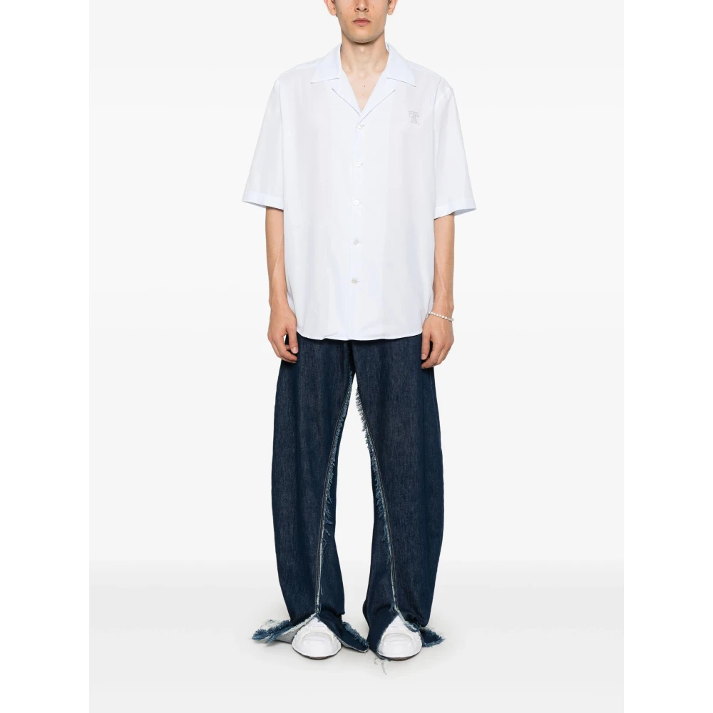 Acne Studios Geborduurd Katoenen Overhemd Blue Heren
